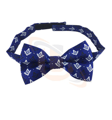 Masonic Regalia 100% Silk woven Bow Tie with Square Compass & G Blue Unique_Regalia